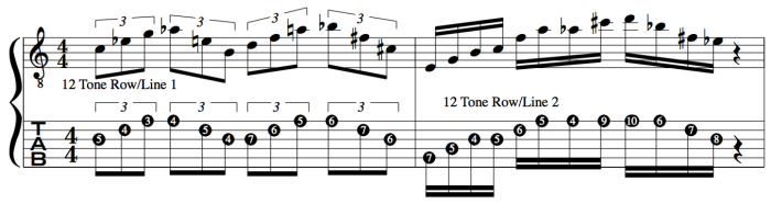 Triplets and semiquavers 16ths applied to Schoenberg's 12 tone row musical system